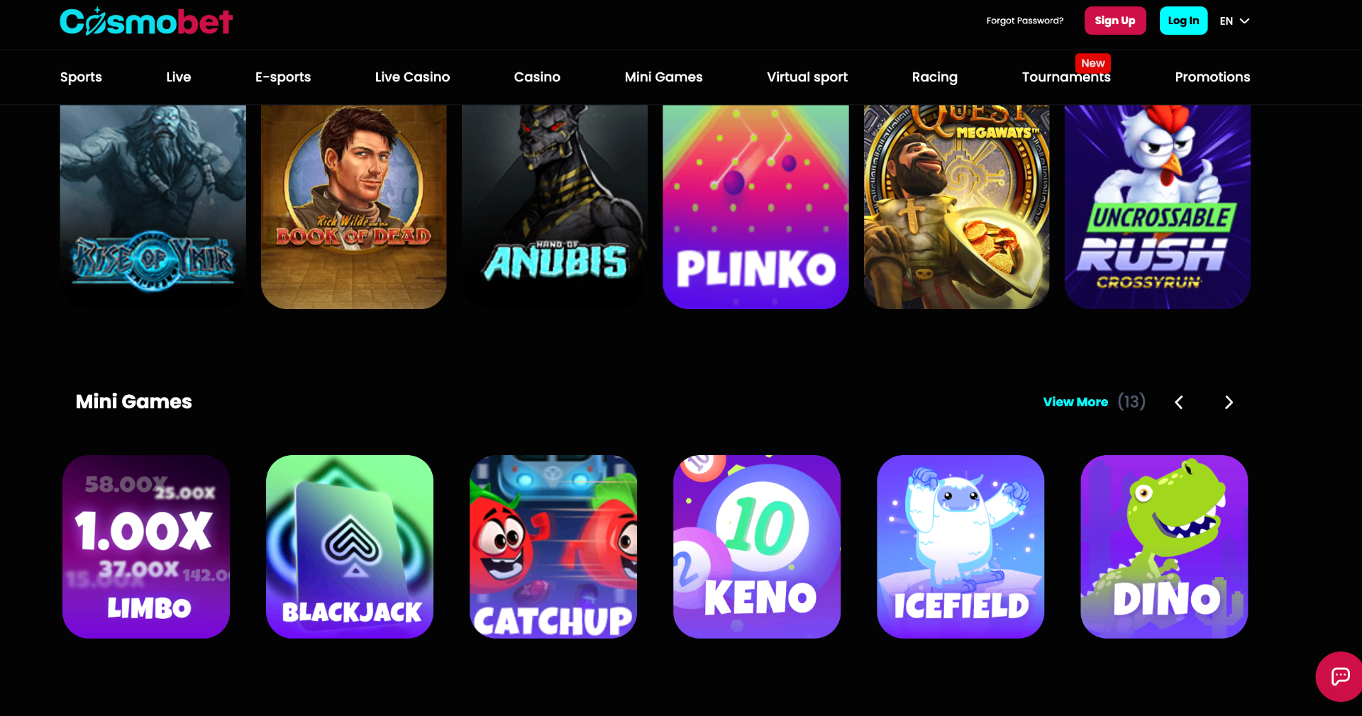 CosmoBet independent casino UK screenshot 2 showing platform interface