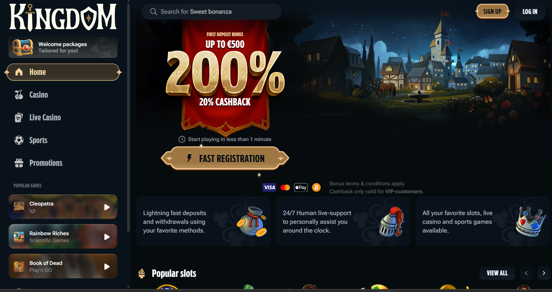 Kingdom Casino independent casino UK screenshot 1 showing platform interface
