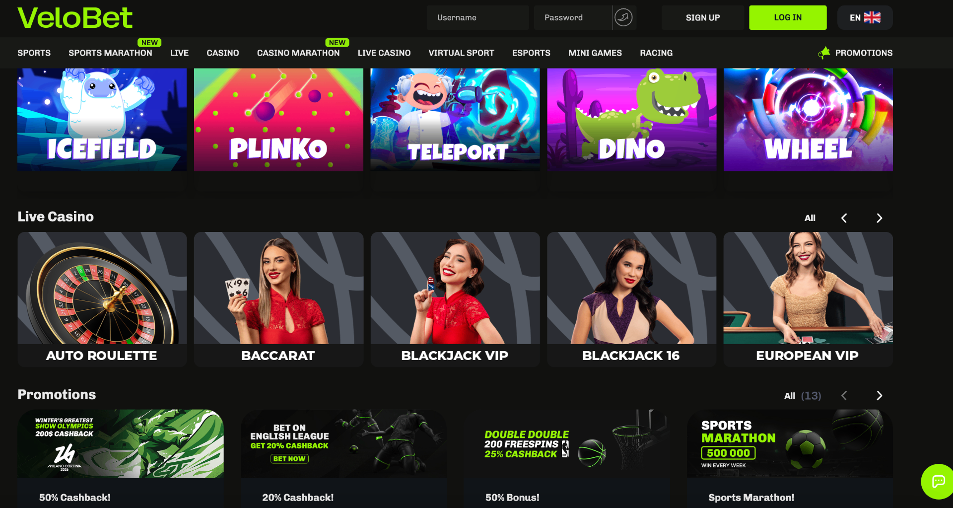Velobet independent casino UK screenshot 2 showing platform interface